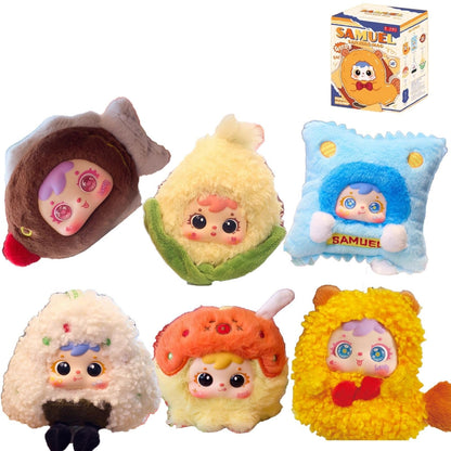 Samuel Fried Shrimp Series Blind Box — Official Authentic Designer Toy, Cute Fried Shrimp Character Design, 6 Regular + 1 Secret, Collectible Desk Display, Christmas & Birthday Gift