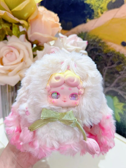 Secret Garden Tiny Bunny Plush Keychain & Decor | Liquid Sand Eyes, Color-Changing Feature, Movable Eye Beads | Tulip Ribbon Design | 6 Regular + 1 Secret | Cute Bunny Charm【Official Genuine】