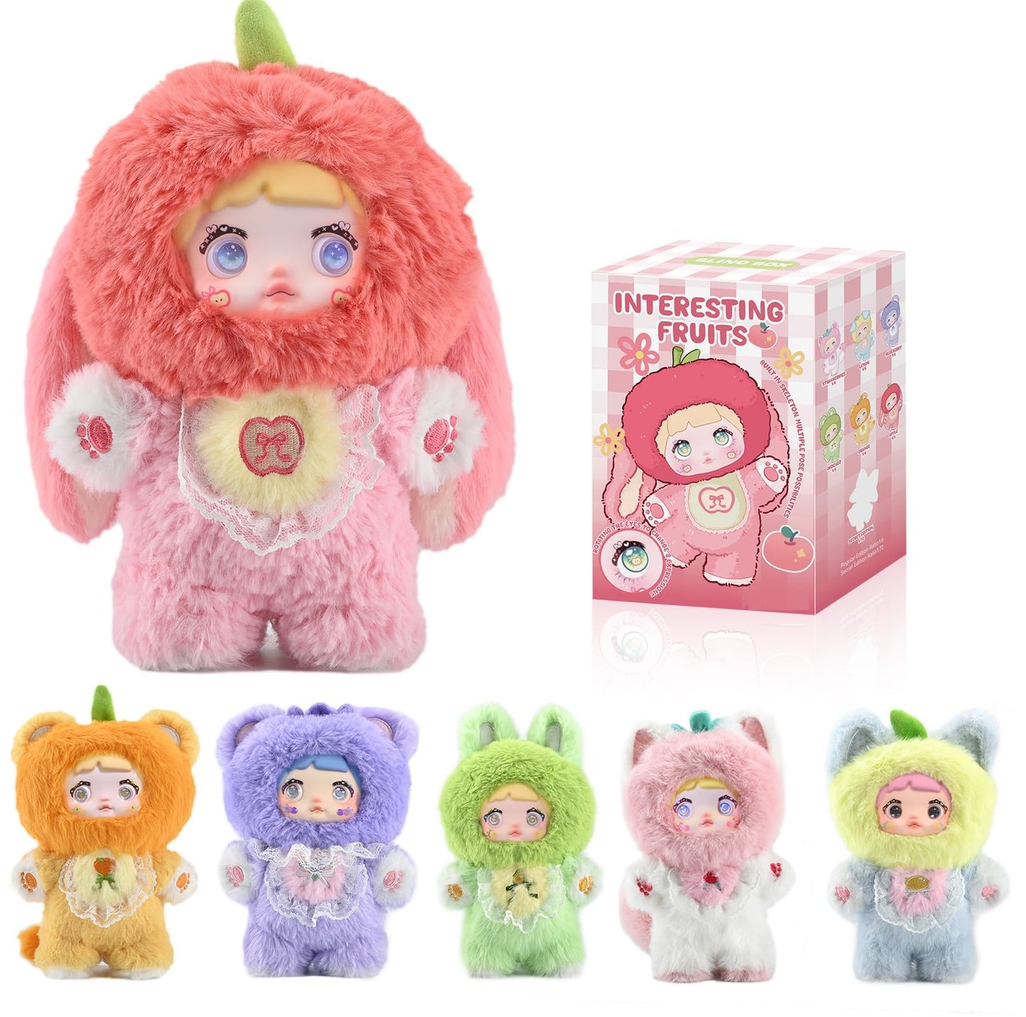 Nommi "Interesting Fruit" Series｜Official Plush Doll｜Fruit x Animal Design, Fine Embroidery, Luxury Plush｜Rotating Eyes for Expression Change｜Blind Box/Full Set｜Perfect for Birthday/Christmas Gifts (Random 1)