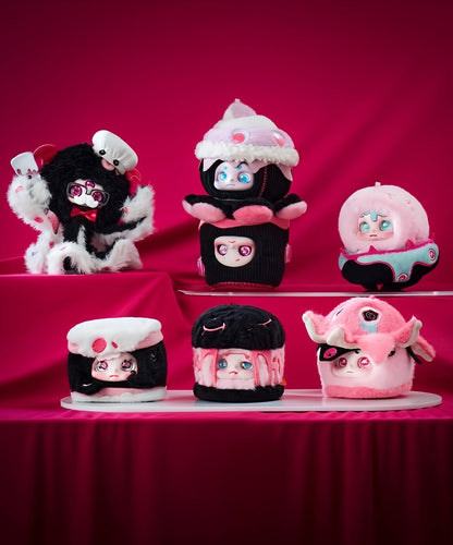 Cino Black Monday Plush Blind Box | Dark-Style Designer Plush Bag Charm | Interchangeable Face & Eye Parts | 6 Regular Designs + 1 Secret