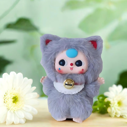 Baby three Billionaire Cat Plush Keychain Blind Box | 17cm Soft Doll with Bell, Moving Eyes & Light Scent | Vinyl & Plush Mixed Materials | Anime-Style Character | 6 Designs + 1 Secret | Perfect for Birthday Gifts