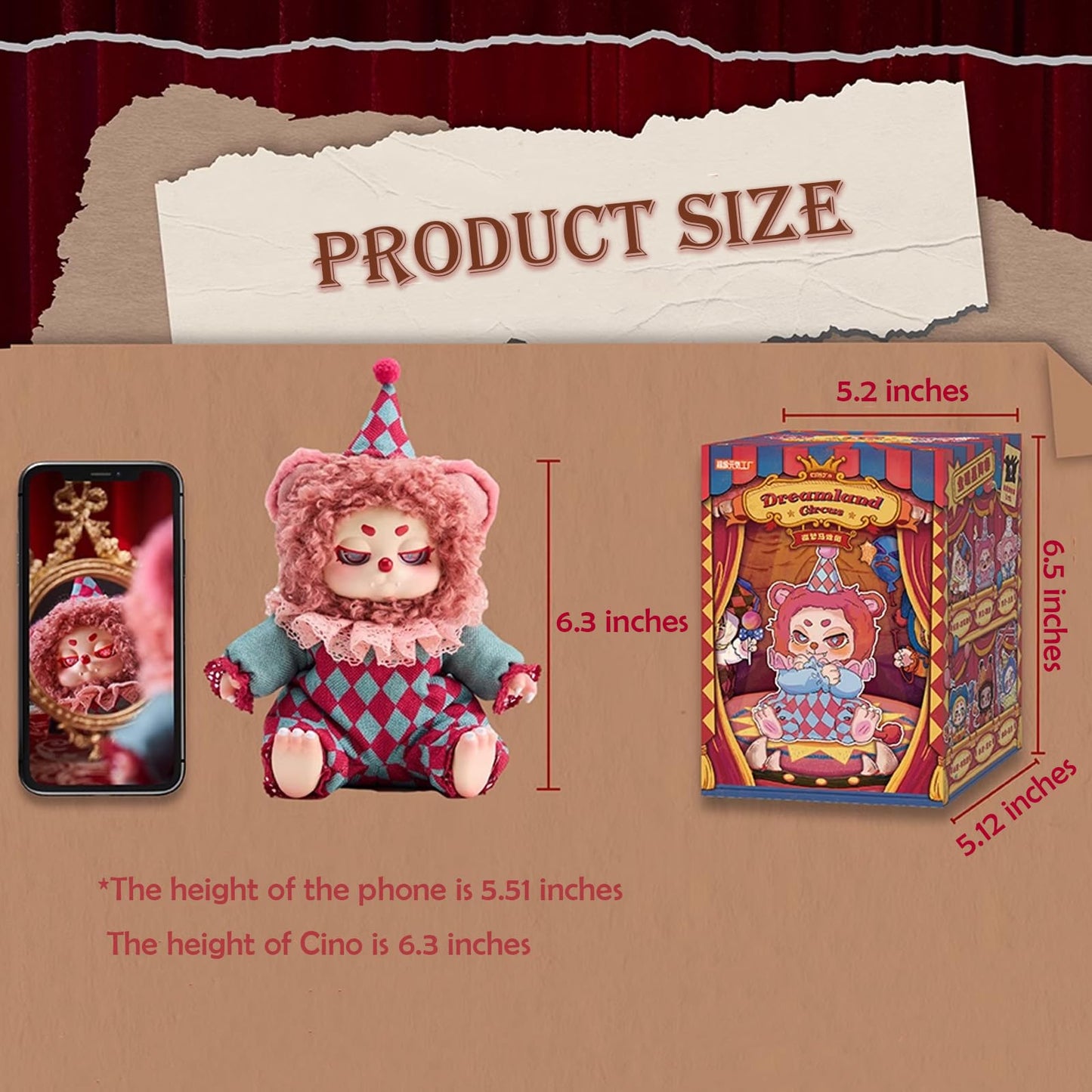 Cino Dream Tour Circus Series Blind Box Plush Doll – Kawaii Creepy Clown Mystery Collectible Toy