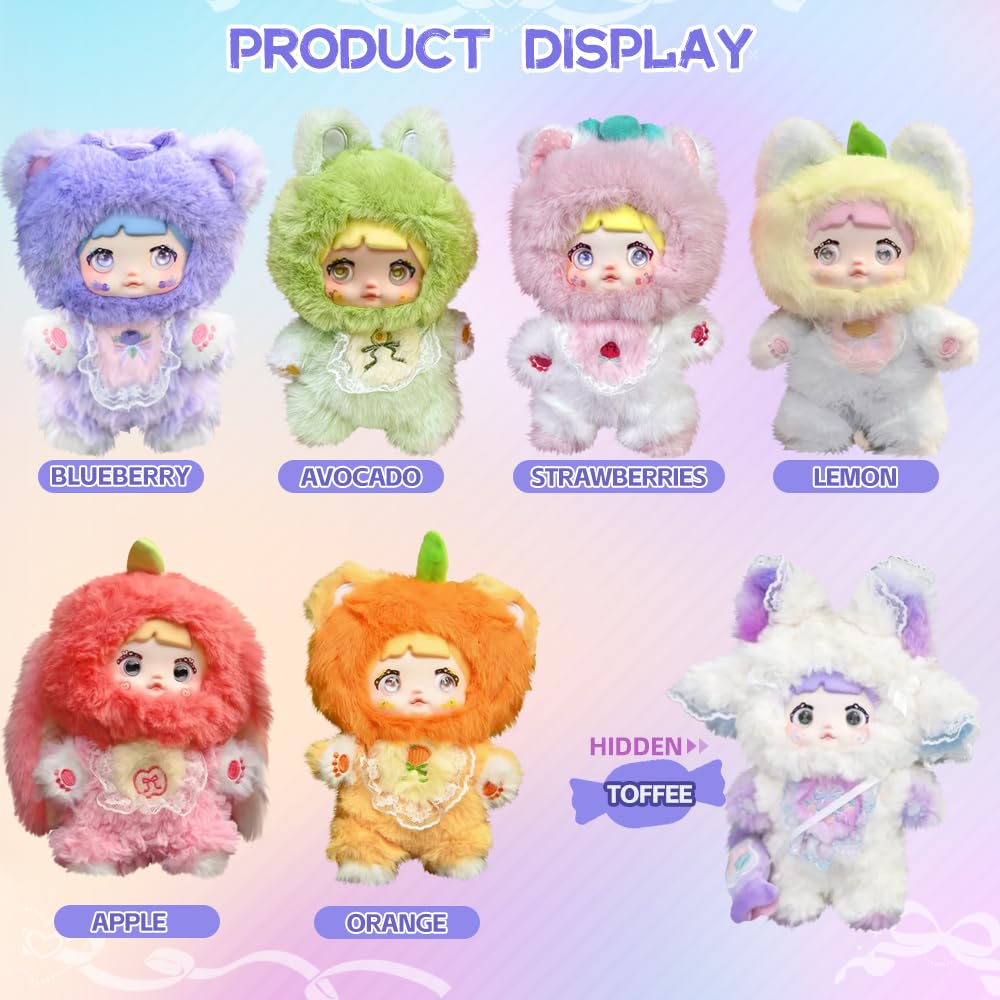 Nommi "Interesting Fruit" Series｜Official Plush Doll｜Fruit x Animal Design, Fine Embroidery, Luxury Plush｜Rotating Eyes for Expression Change｜Blind Box/Full Set｜Perfect for Birthday/Christmas Gifts (Random 1)