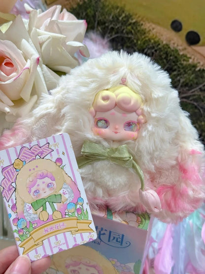 Secret Garden Tiny Bunny Plush Keychain & Decor | Liquid Sand Eyes, Color-Changing Feature, Movable Eye Beads | Tulip Ribbon Design | 6 Regular + 1 Secret | Cute Bunny Charm【Official Genuine】