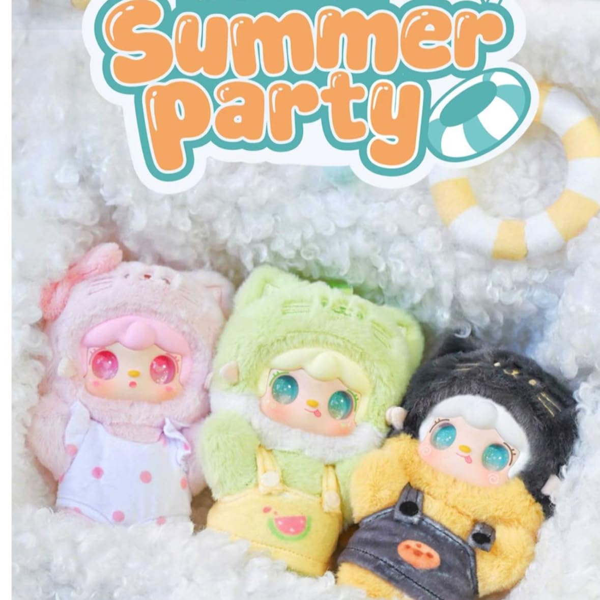 Yooki Meow Summer Party Plush Blind Box – 12cm Cat-Ear Plush Mascot, Random 1 Design, Collectible Decor