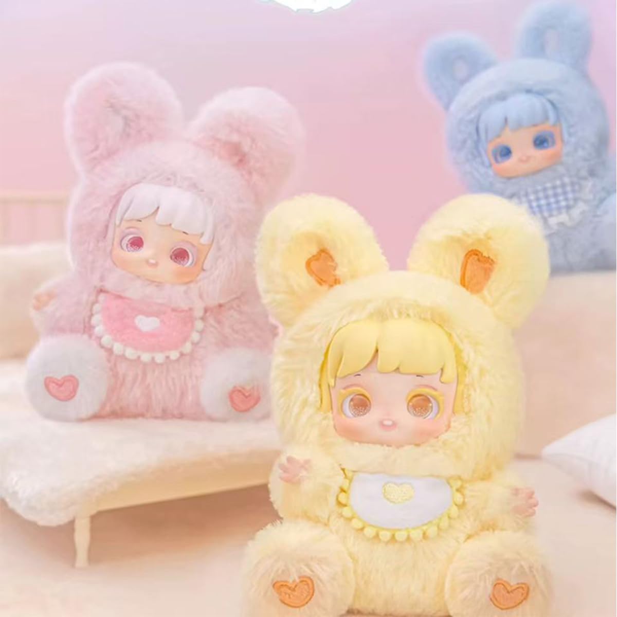 Miana Night Bunny Series Official Designer Soft Vinyl Blind Box Galaxy Eyes Dopamine Colors Poseable Hands Fluffy Long-Ear Healing Collectible Figure 7 Designs Including Secret Edition