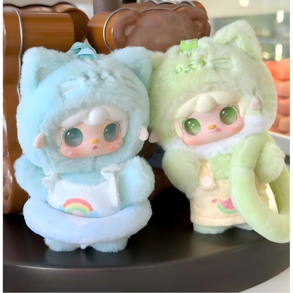 Yooki Meow Summer Party Plush Blind Box – 12cm Cat-Ear Plush Mascot, Random 1 Design, Collectible Decor