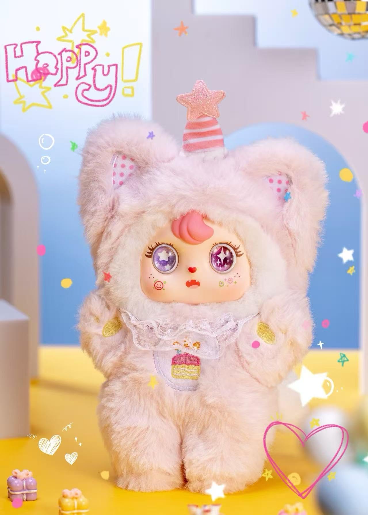 Coco Star Birthday Party Series Blind Box Collectible Figures | Plush Character Design | 6 Regular + 1 Secret | Official Authentic | Birthday & Christmas Gift Desktop Decor