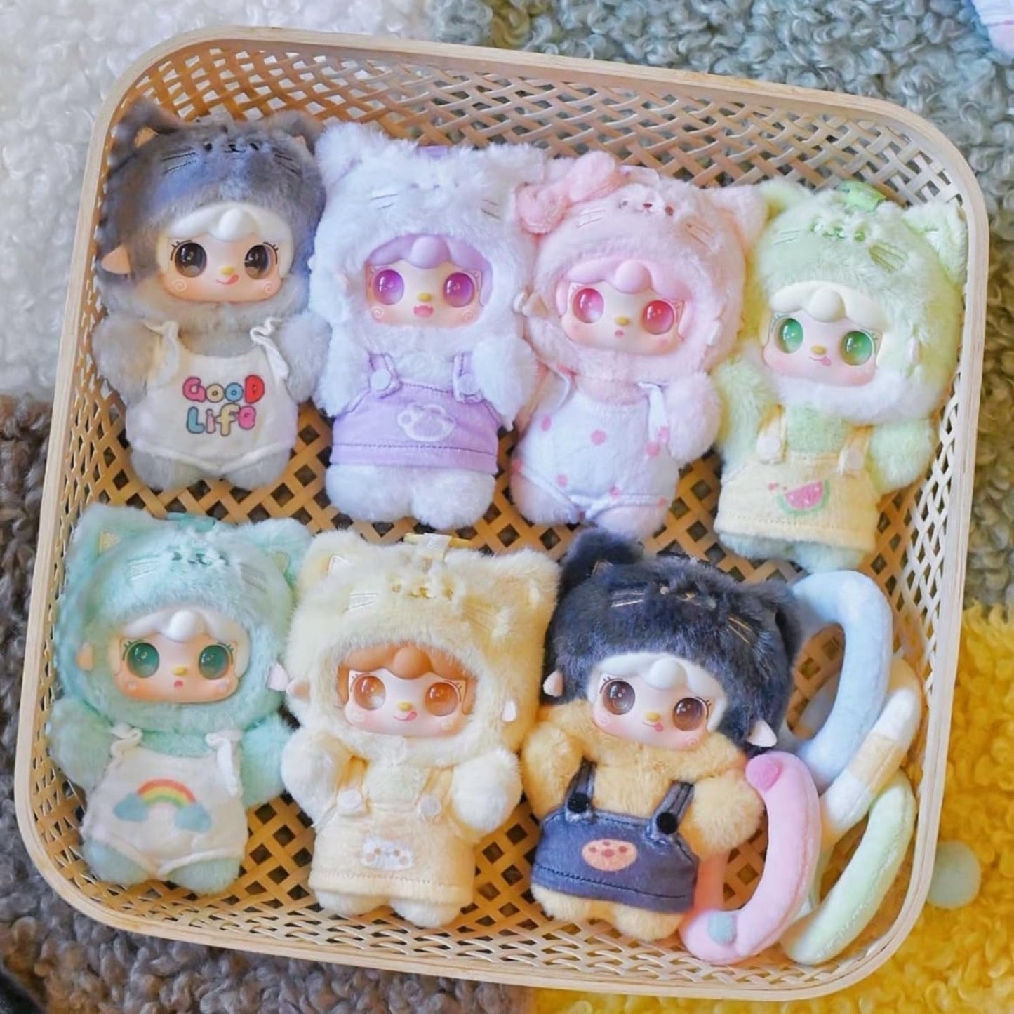 Yooki Meow Summer Party Plush Blind Box – 12cm Cat-Ear Plush Mascot, Random 1 Design, Collectible Decor