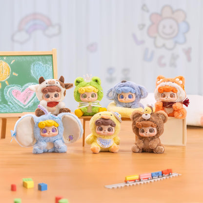 Q.kid Animal Preschool Series Blind Box Figures | Cute Animal Characters with Plush Design | 6 Regular Designs + 1 Secret Edition | Official Authentic Collectible Toy for Christmas & Birthday Gifts, Desk Display