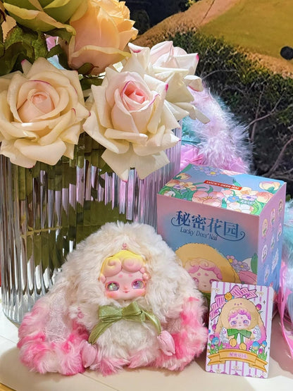 Secret Garden Tiny Bunny Plush Keychain & Decor | Liquid Sand Eyes, Color-Changing Feature, Movable Eye Beads | Tulip Ribbon Design | 6 Regular + 1 Secret | Cute Bunny Charm【Official Genuine】