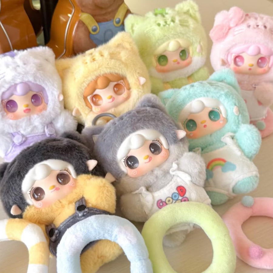 Yooki Meow Summer Party Plush Blind Box – 12cm Cat-Ear Plush Mascot, Random 1 Design, Collectible Decor