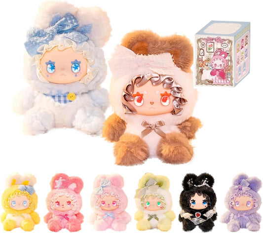 うさうさアライアンスシリーズ ぬいぐるみキーホルダー 正規品 ブラインドボックス blind box 大きな耳のうさぎモチーフ 座りポーズ マスコット ガラス風アイ レース縁フェイスデザイン バッグチャーム ぬいぐるみチャーム コレクション ギフトにおすすめ 全8種 シークレット2種含む ランダム1点発送